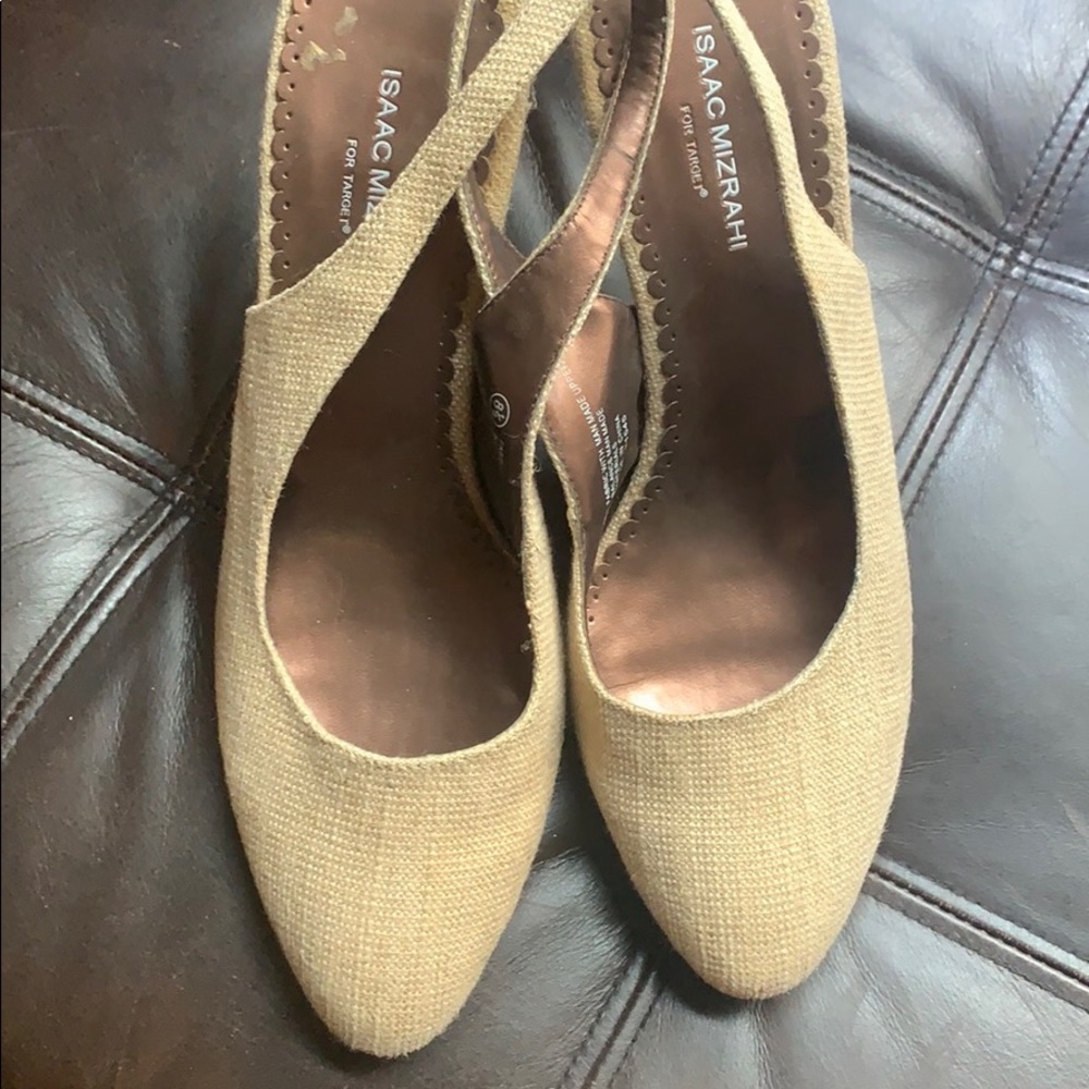 WORN ONCE - Isaac Mizrahi Burlap Heels - Size 8.5